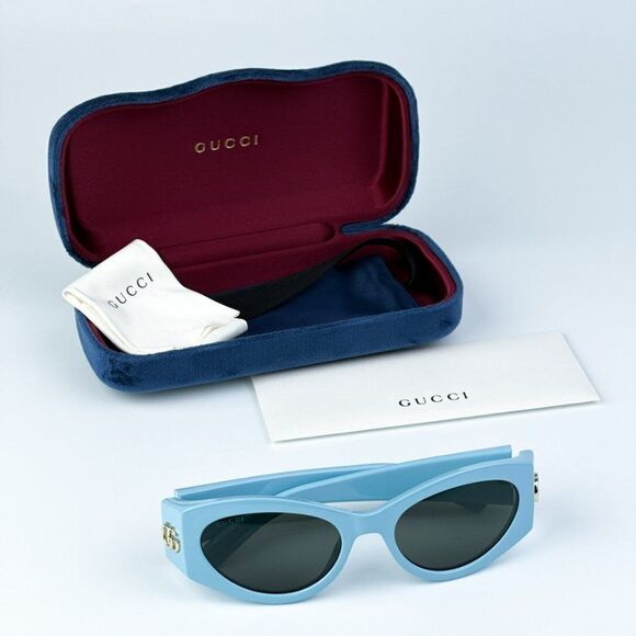 NEW Gucci GG1401S 004 Light Blue Grey Women Cat Eye Sunglasses GG 1401S - Picture 13 of 14